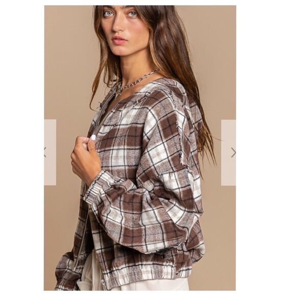 Copy - plaid Hooded Bomber Jacket - Picture 7 of 13